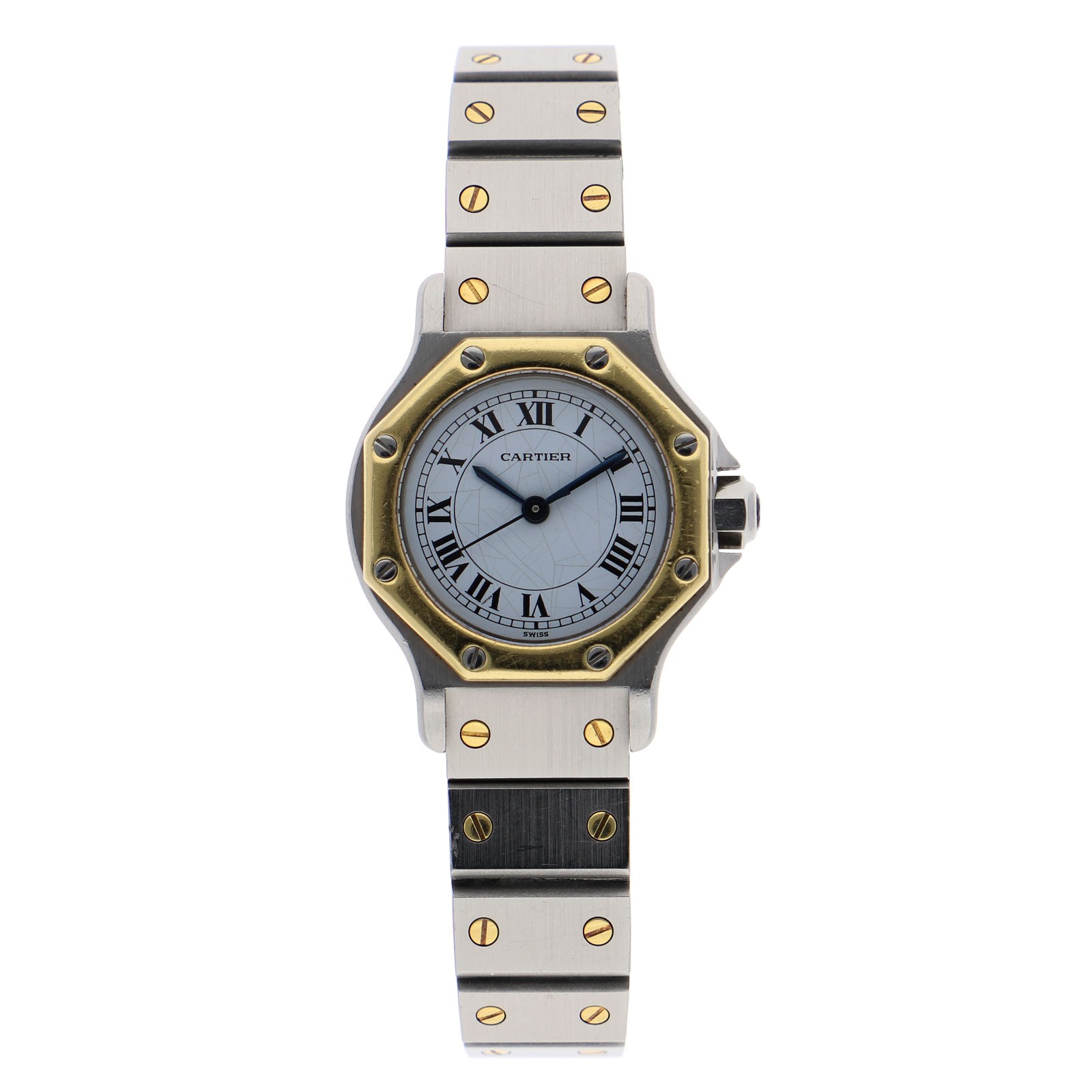 CARTIER Santos Octagon white Dial Automatic Stainless Steel Yellow Gold