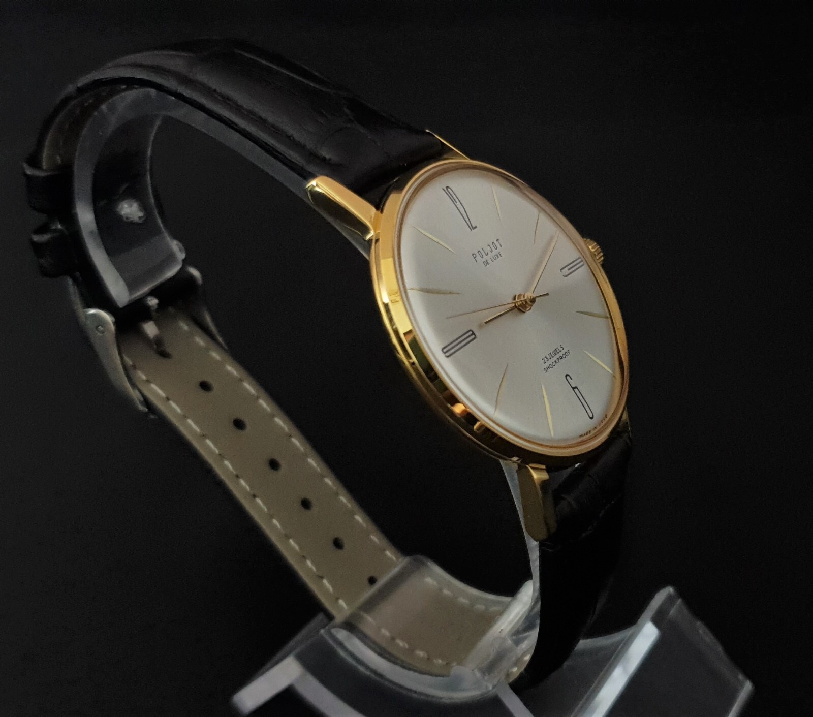 Vintage Watch USSR Poljot De LUXE Ultra SLIM 2209 Soviet Wristwatch
