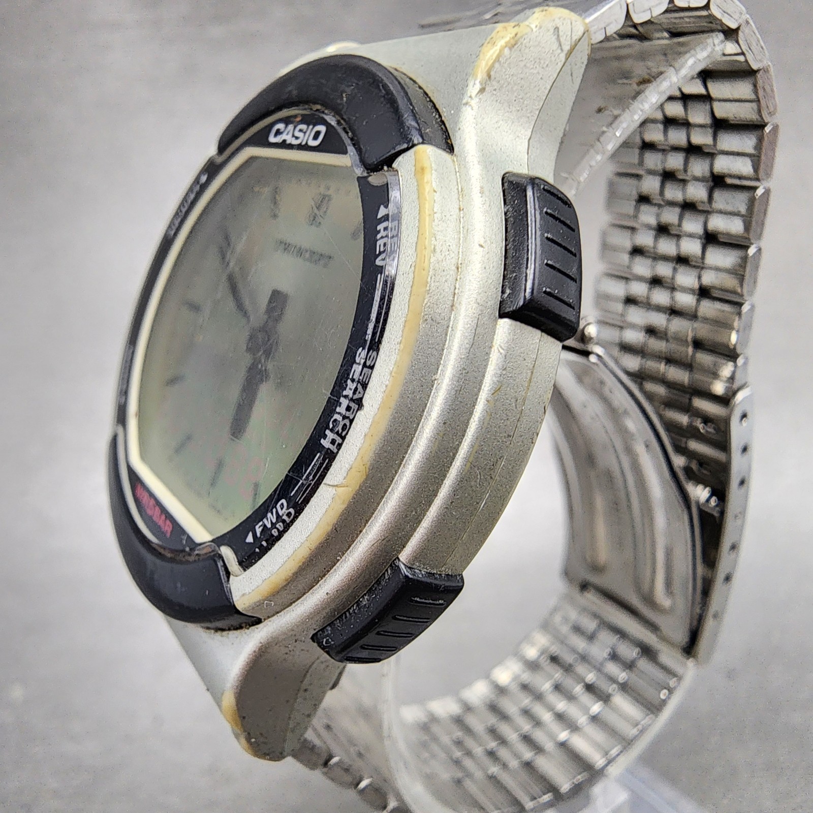Casio Twincept ABX-53 Watch Men 40mm Gray Dial Silver Tone Alarm Chrono New Batt