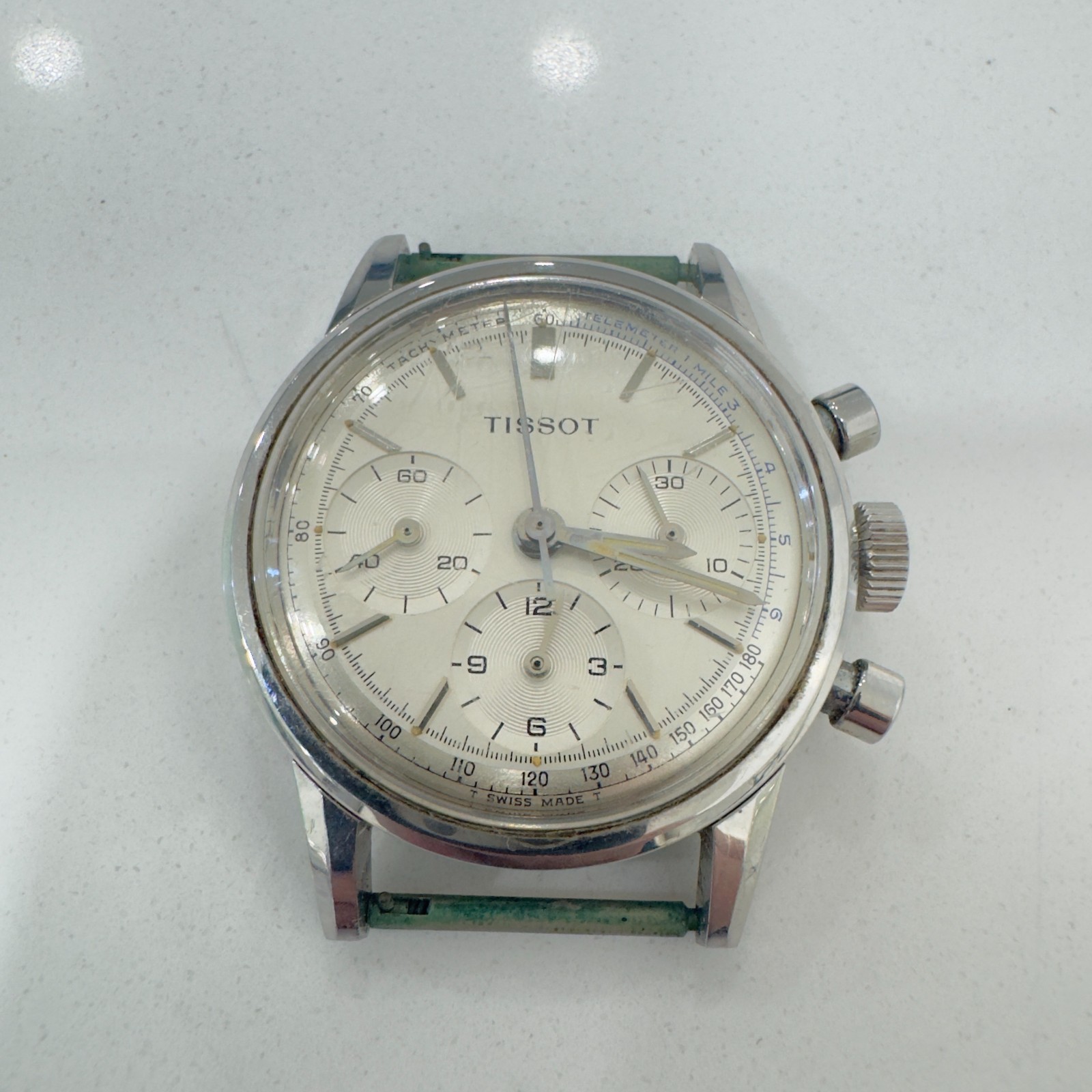 1963 Tissot Lemania 1281 Men’s Chronograph watch, 17j, 1 Mile Telemeter, 4 Faces