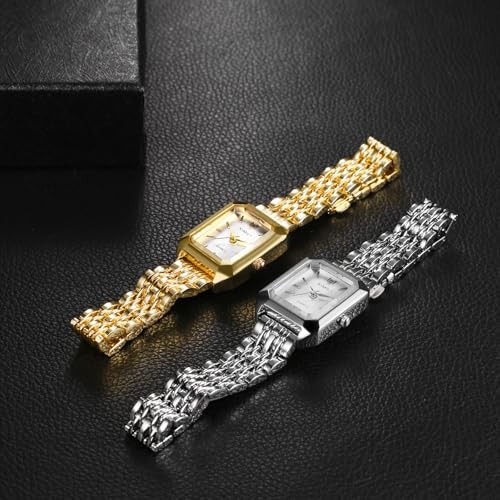 Square Womens Watch: Elegant Rectangular Bar Scale 2. silver band-white dial