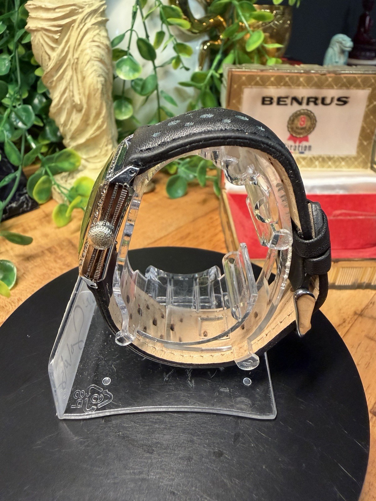 Vintage Art Deco Benrus Mechanical Plated Tank Wrist Watch With Box