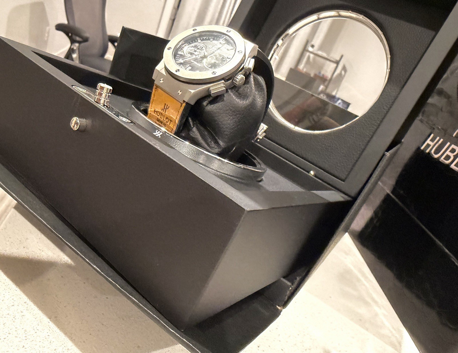 Hublot Big Bang Auto Chronograph Date Black Dial Steel Rubber Strap Box