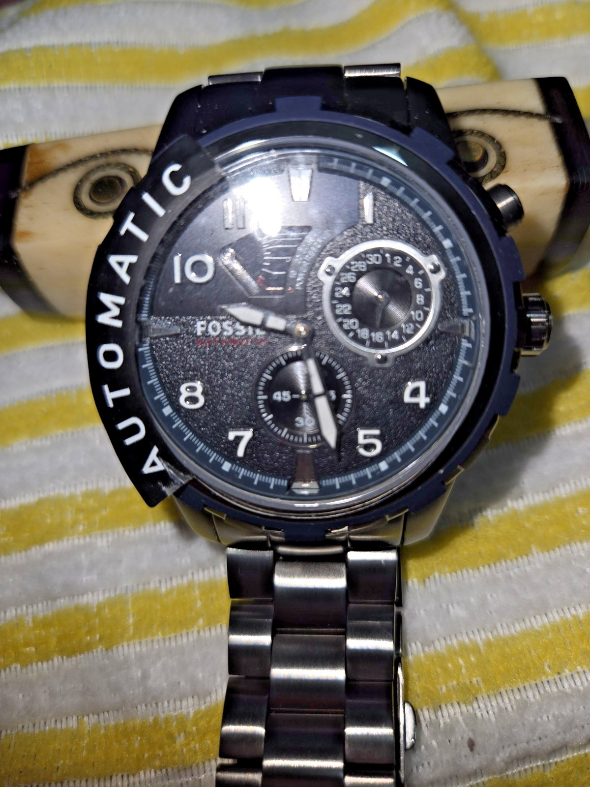 Rare Fossil ME3039 Automatic Black Stainless Steel WATCH 45MM NIB ,NEVER WORN!!