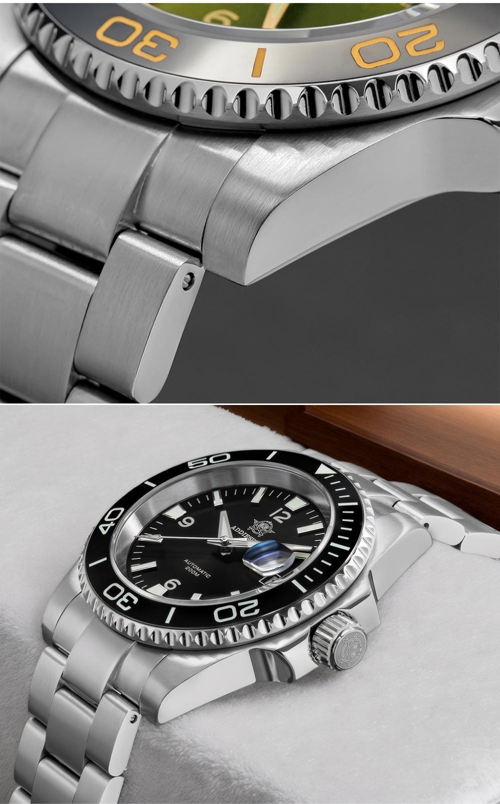 ADDIESDIVE 200M Dive Watch Japanese Quartz 41MM Ceramic Bezel Stainless Steel