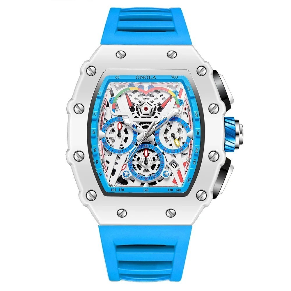 Luxury Racing Men’s 48.5mm Tonneau Quartz Watch – Choice of Color