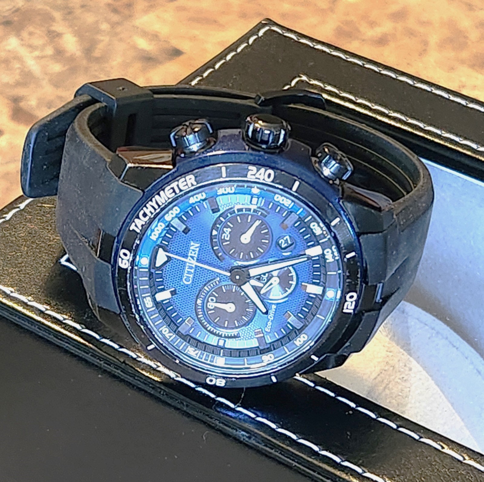 Citizen Men’s 48mm Blue Eco-Drive Chronograph Watch CA4155-12L – NICE SHAPE!