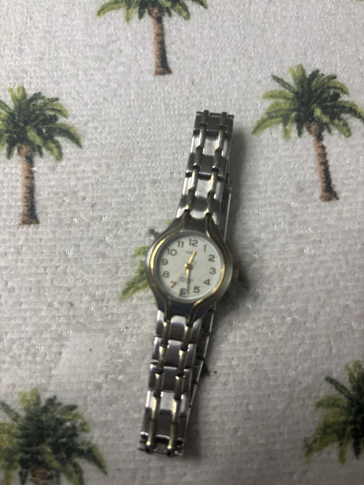 Timex Women’s Analog Date Wristwatch White Dial Two-Tone Bracelet Arabic