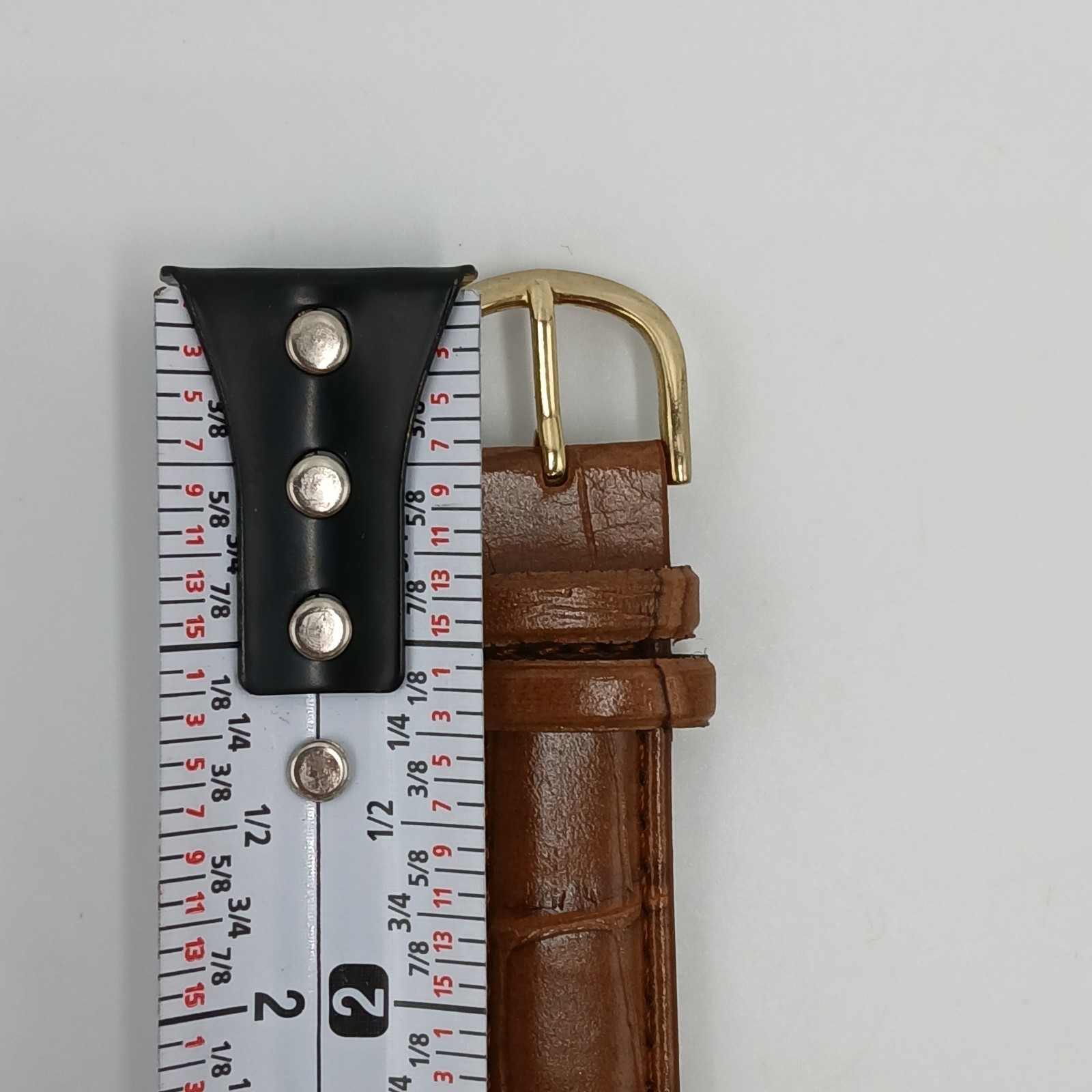 Quartz Watch Unisex Gold Tone Brown Faux Croc Skin upto 8.5in Seconds Hand Japan
