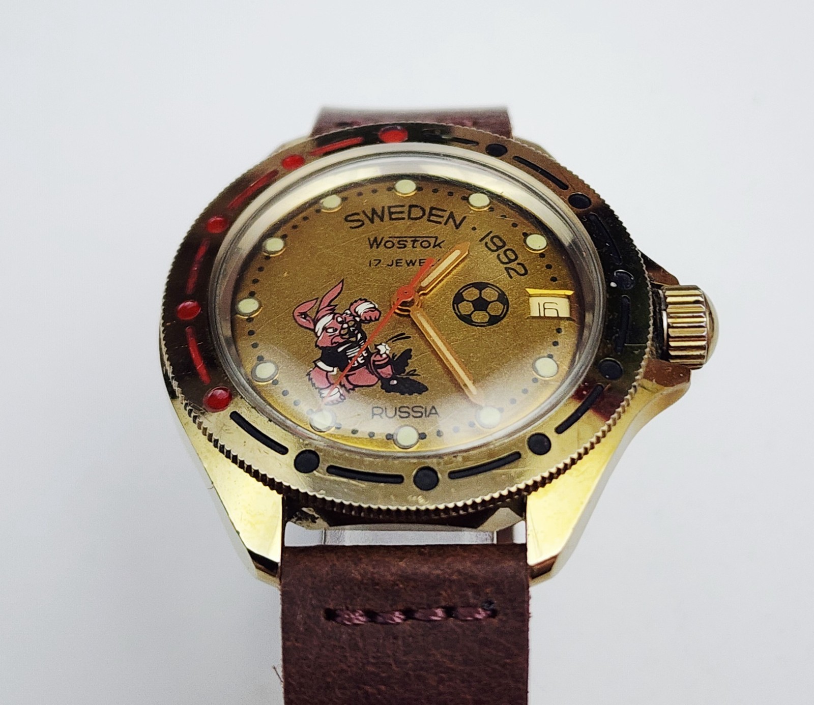 Men’s RUSSIAN Vintage 90’s Watch VOSTOK “Soccer EURO 1992 Sweden”. Manual Wind