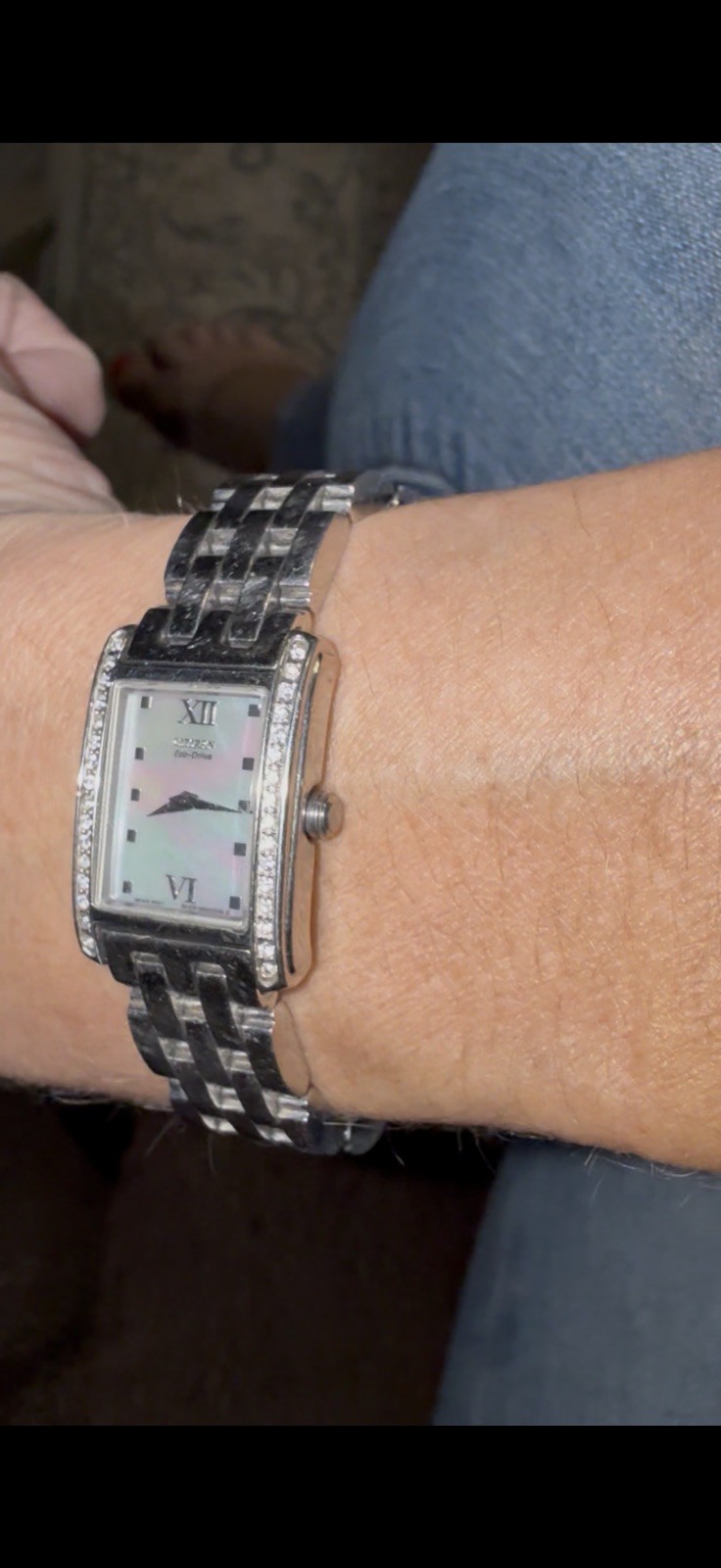 Citizen Eco-Drive EG3050-56D 38 Diamonds Silver Tone White MOP Dial Womens Watch