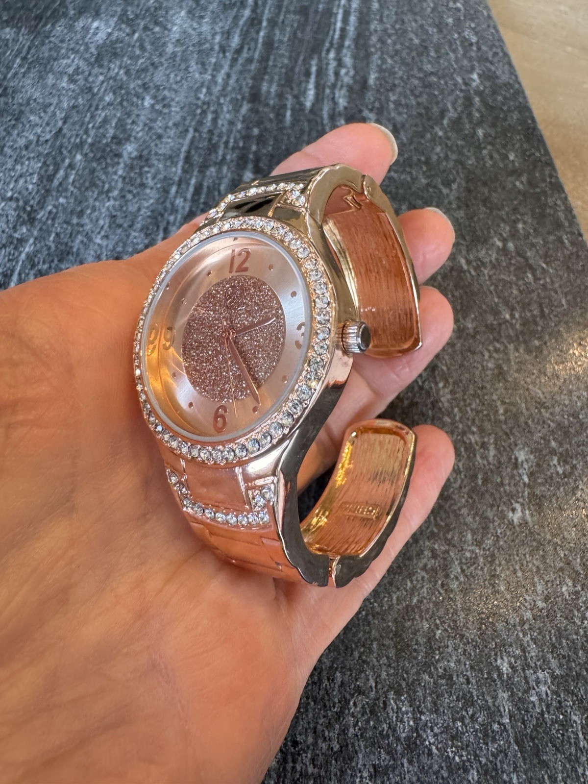 Geneva Rose Gold Crystal Watch (Running)
