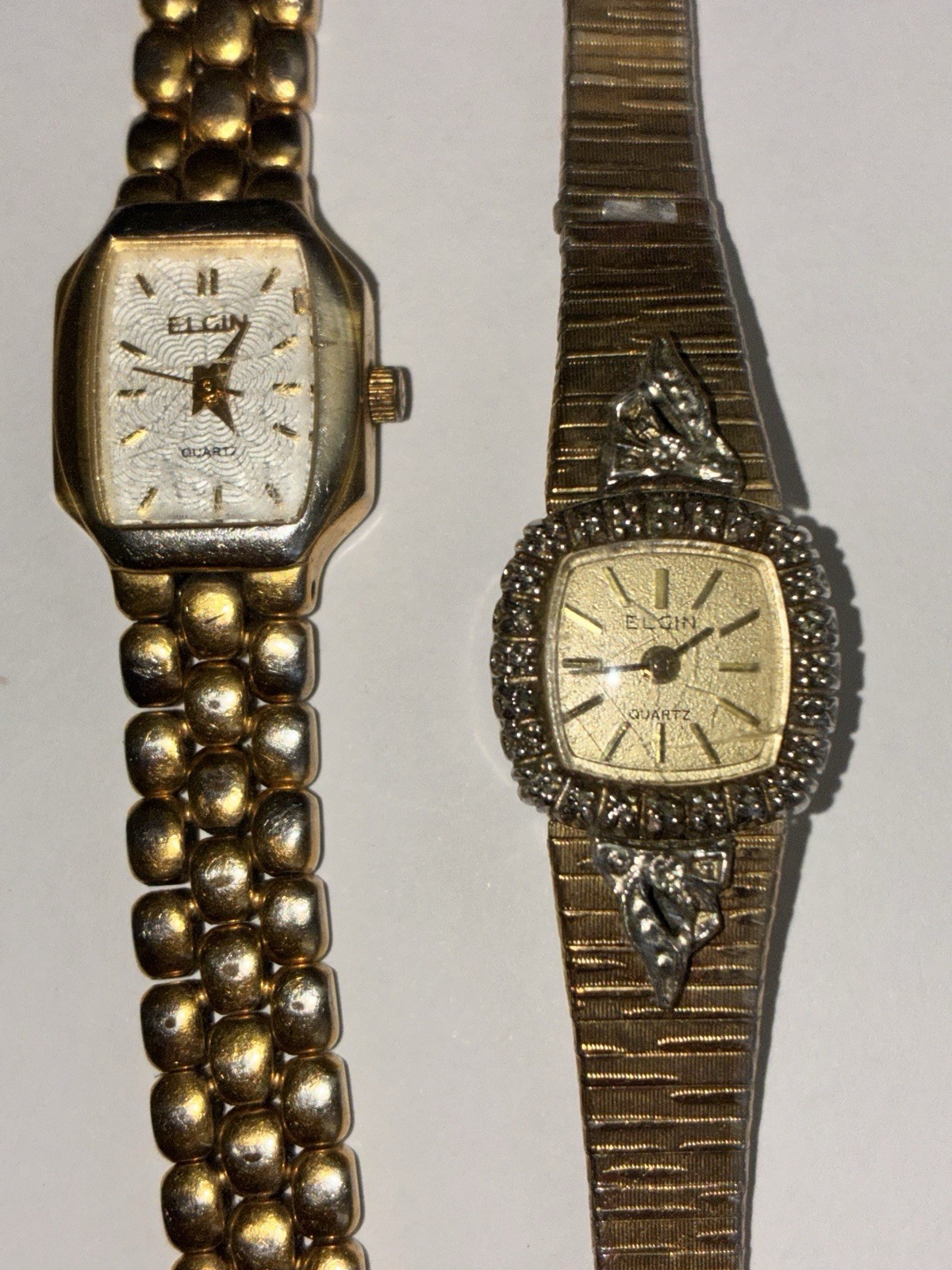 2 Piece Lot ~• Vintage / Antique Elgin Gold Tone Ladies Watches