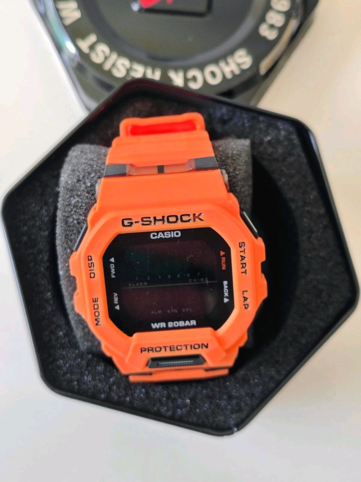 Casio G-SHOCK GBD Digital Orange Resin Watch 200m Quartz Alarm Chrono w/ Tin