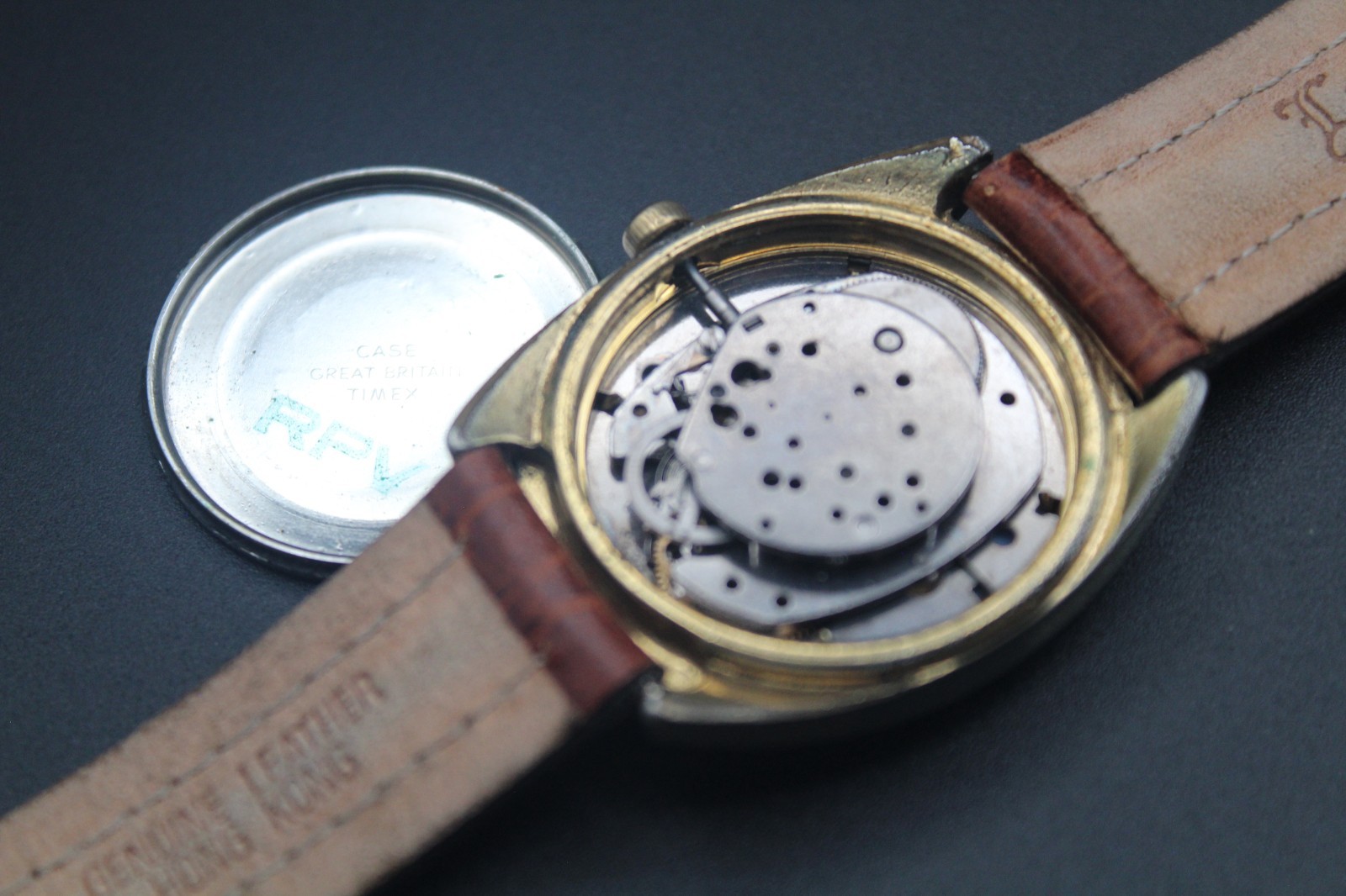 Vintage Timex Manual Wind Day-Date “Telephone Dial” Brown Dial Watch