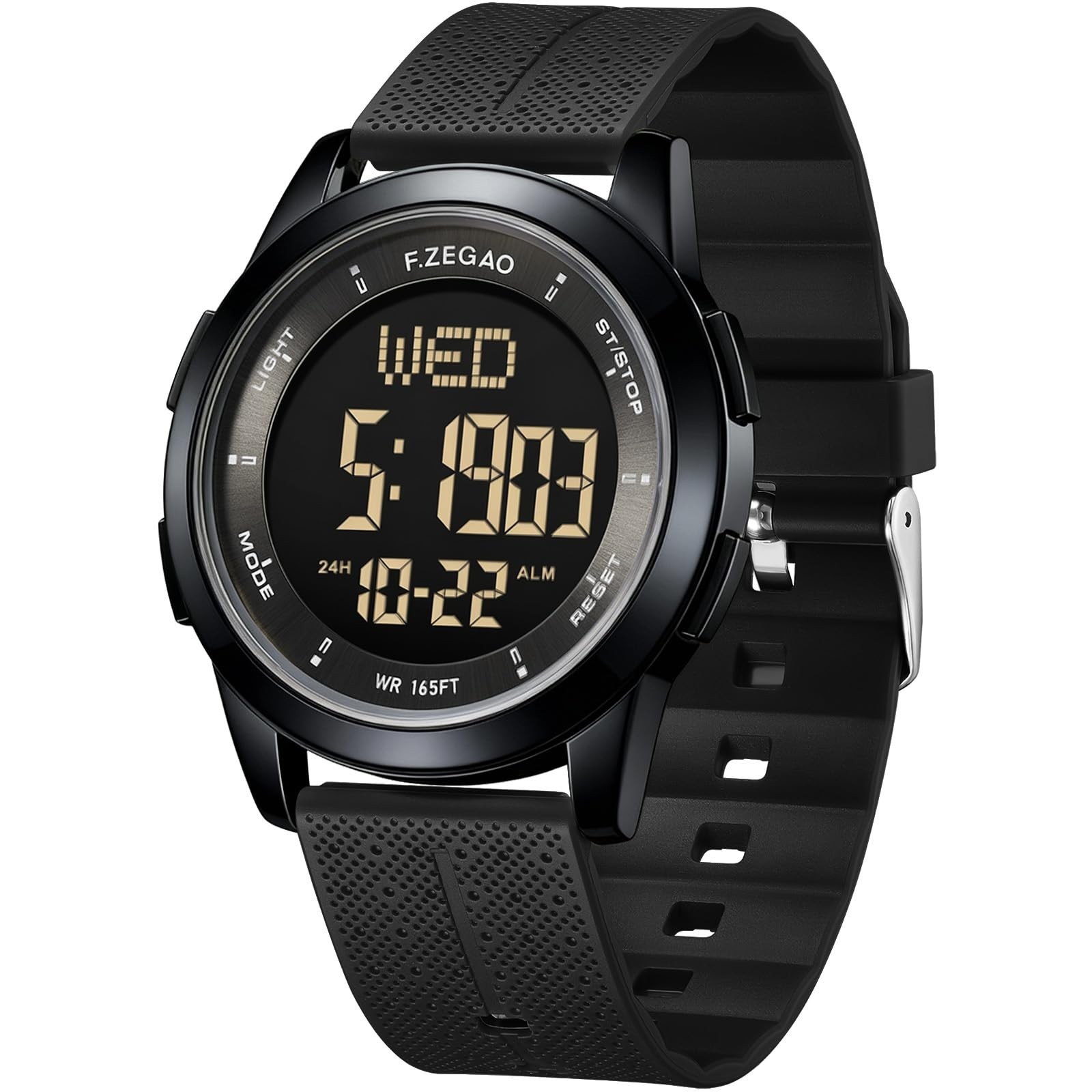 F.ZEGAO Metal UltraThin Waterproof Digital Watch Men, Military Watches with T…