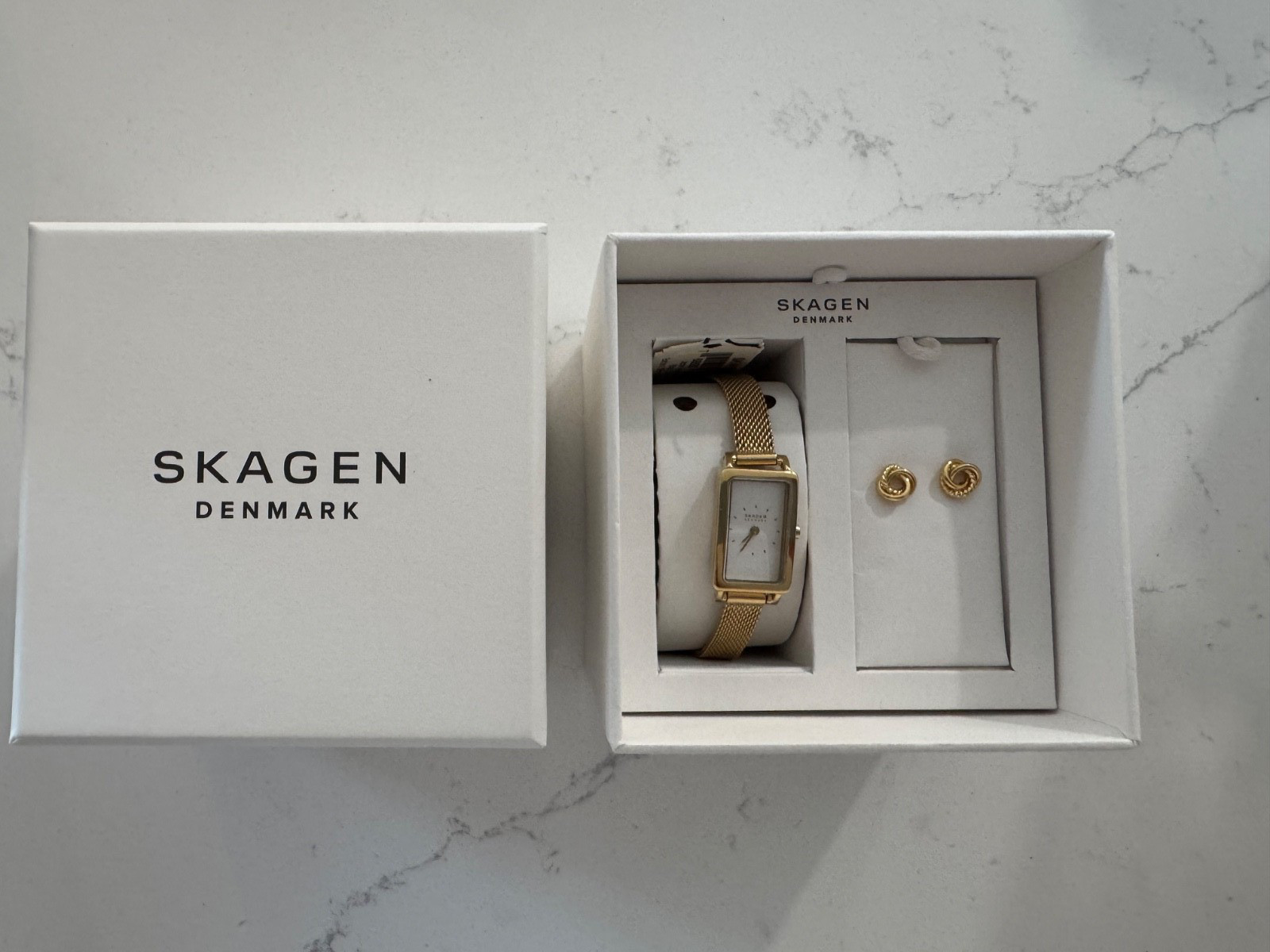 Skagen Womens Gold Watch and Earring Gift Set SKW1158SET