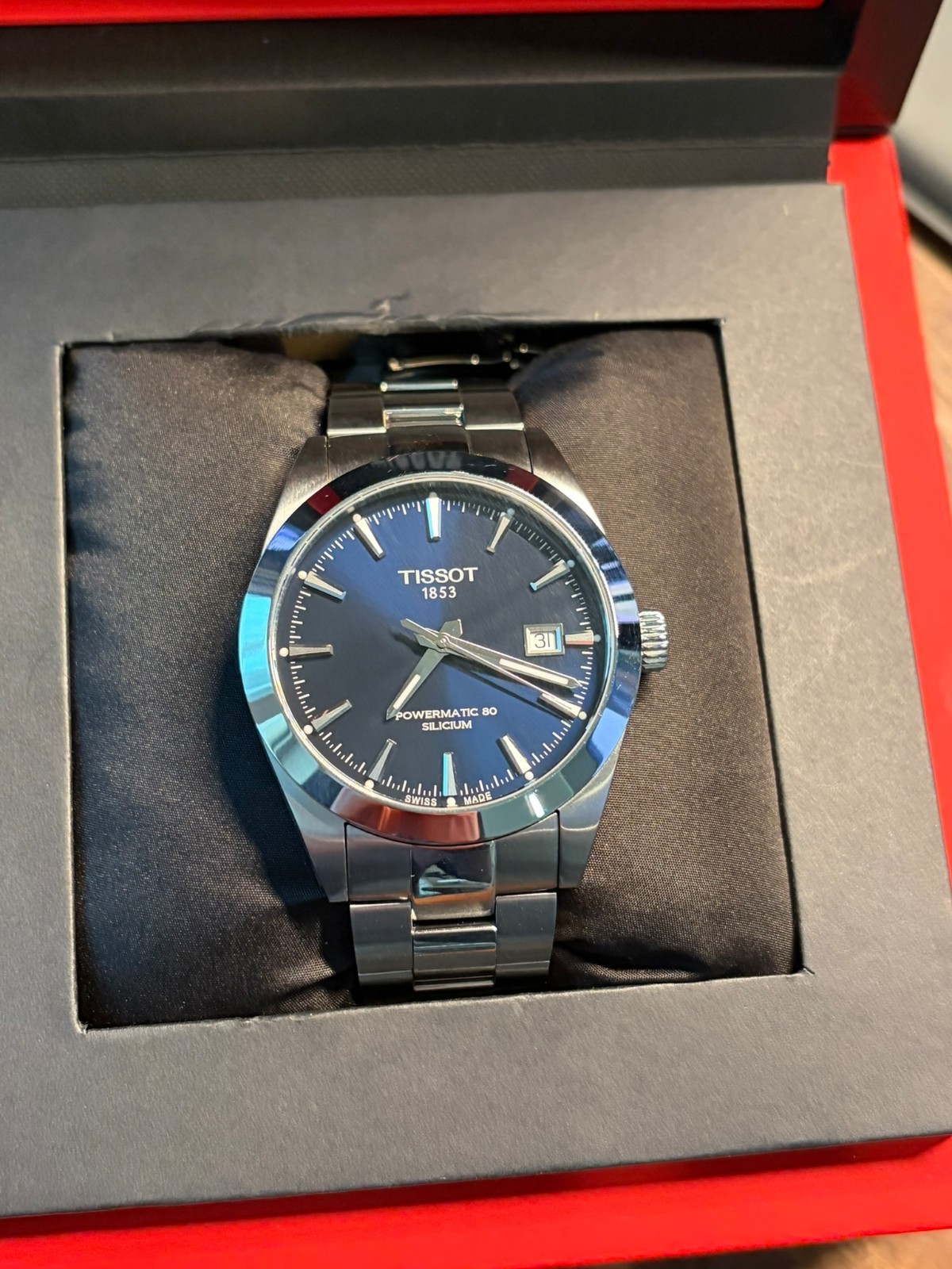Tissot Gentleman 40mm Blue Dial – T127.407.11.041.00 – metal & leather strap