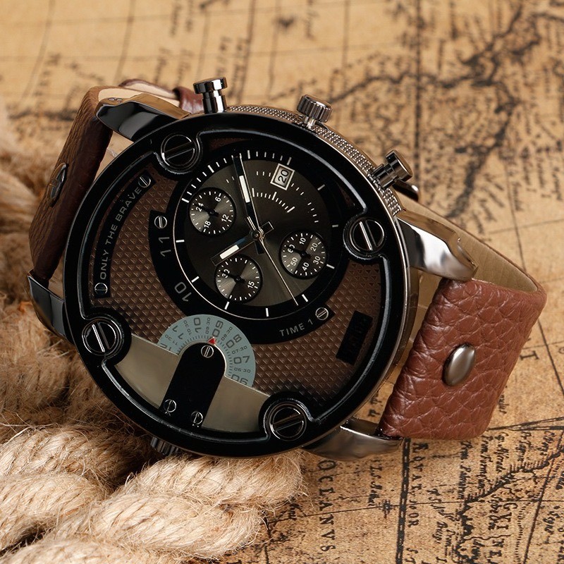 Mens Analog Quartz Watch, Big Dial, Casual Sport Wristwatch