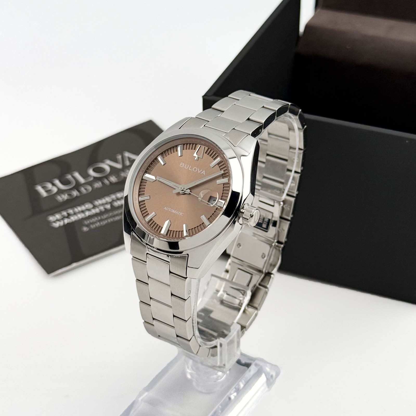 Bulova Classic 96B470 Surveyor Light Brown Dail Automatic Gents Watch with Date