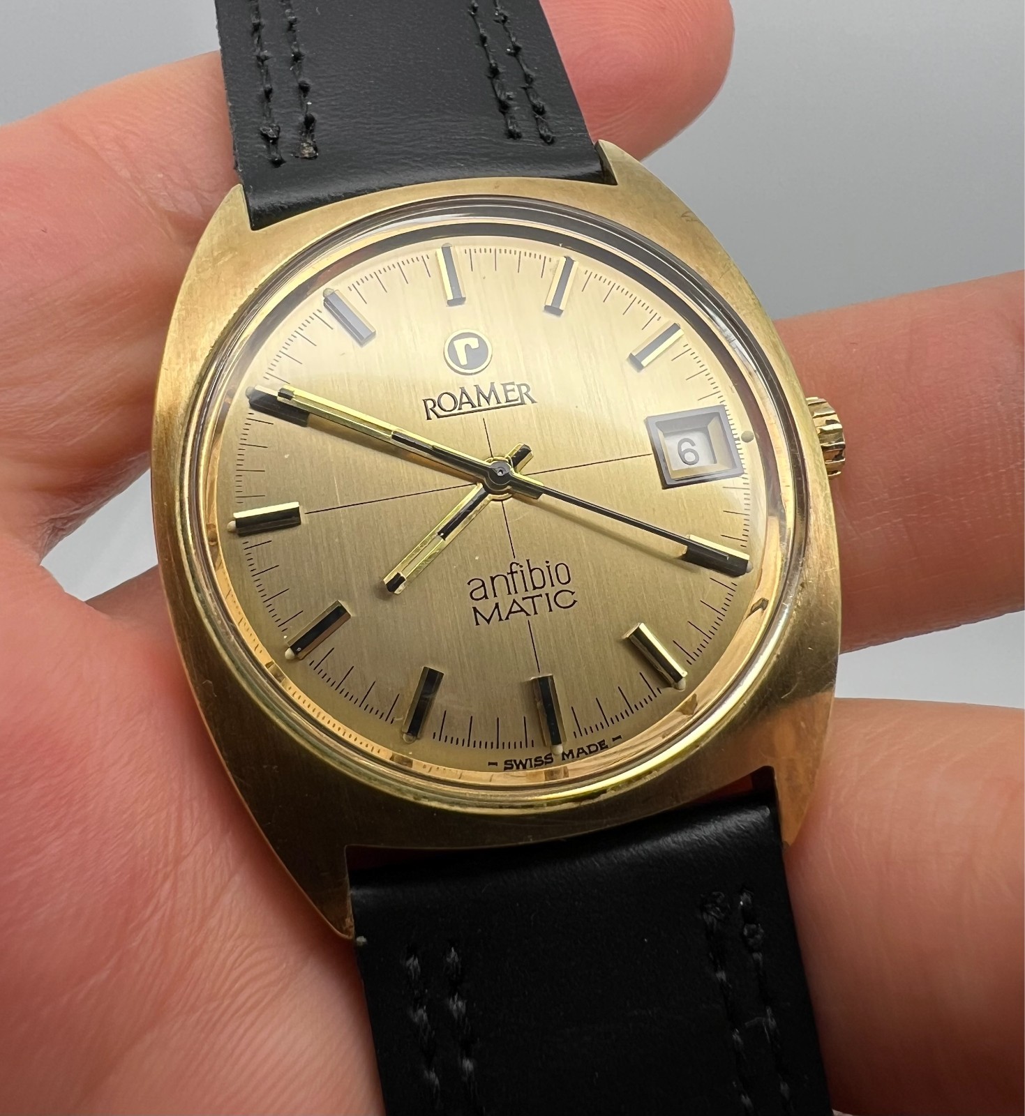 VINTAGE ROAMER ANFIBIO MATIC AUTOMATIC GOLD PLATED MENS WATCH