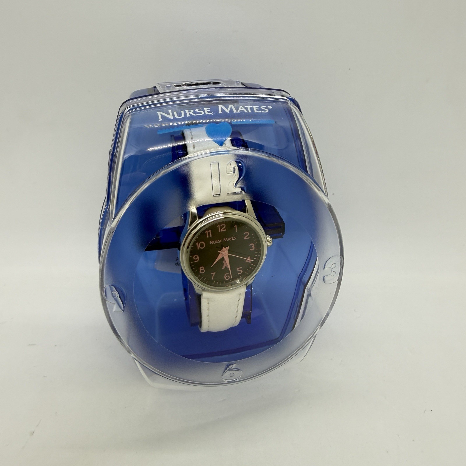 Nurse Mates Ribbon Awareness nurse watch water-resistant Leather strap – White