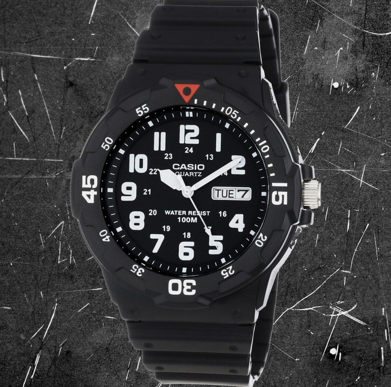 Casio Quartz MRW200H-1BVMen’s Analog Day/Date 100m Sport Watch Black Resin Strap