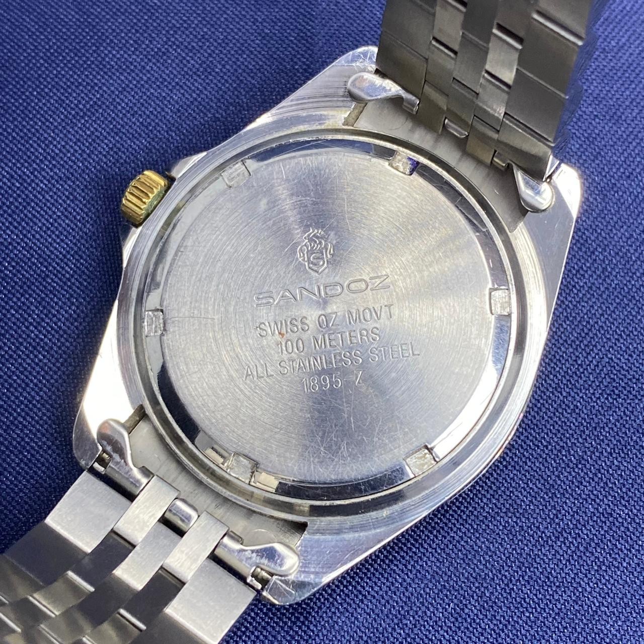 RARE Sandoz Diver ESA Quartz Black Dial Black Bezel TwoTone Date Vintage Watch