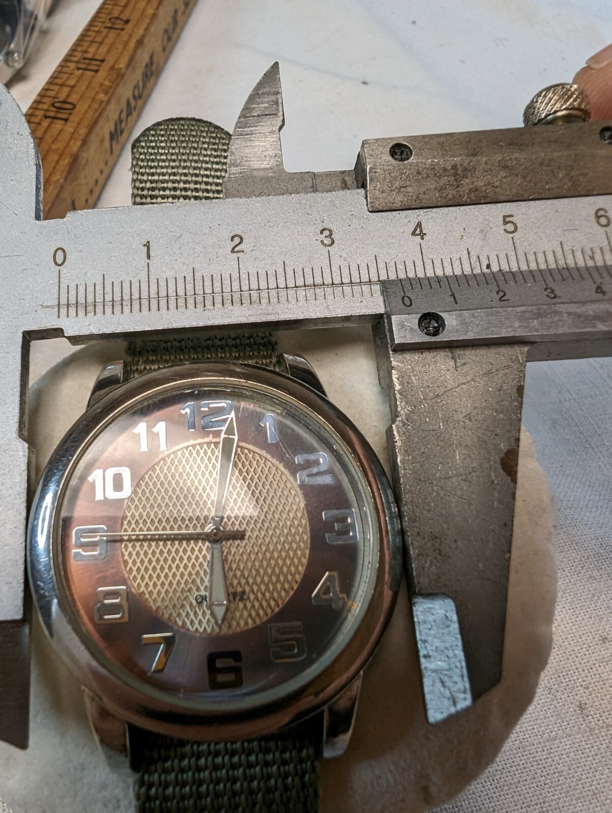 Gold And Bronze Tone Dial On One Piece Strap – Fashion Field Watch With New Batt
