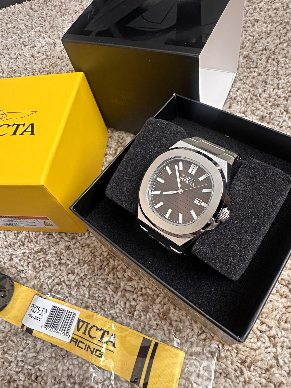 Invicta Racing Men’s Quartz Sport Watch Brown Dial Silver SS Bracelet Date