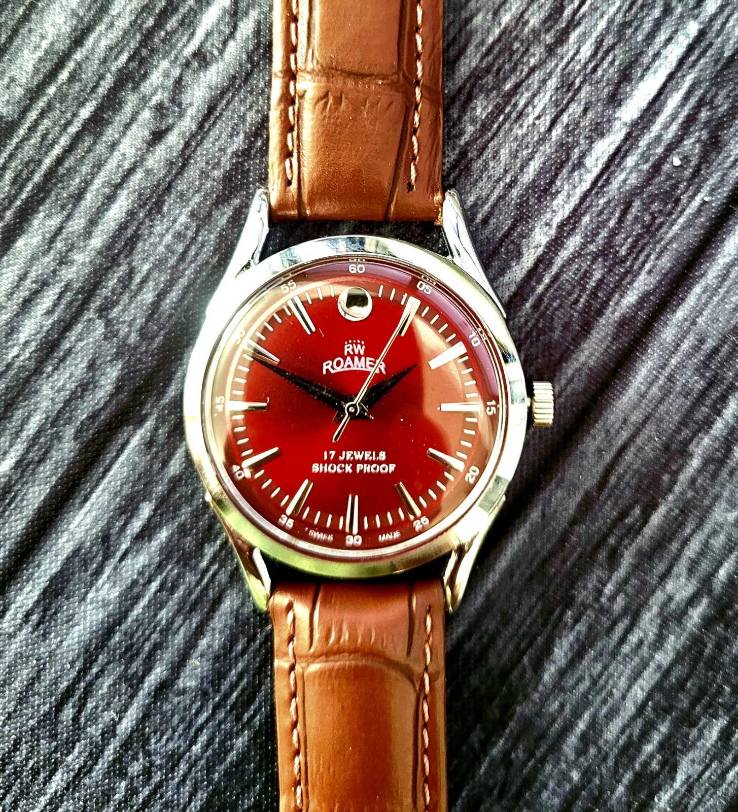 RARE Roamer Shock Proof Manual Wind Swiss Watch Restored Serviced SLV-RED-BRW