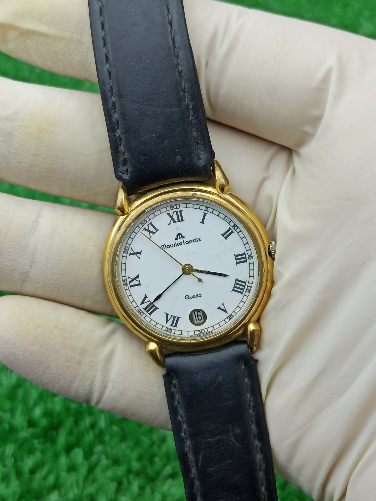 Authentic MAURICE LACROIX Quartz Men’s Wristwatch Swiss 90s