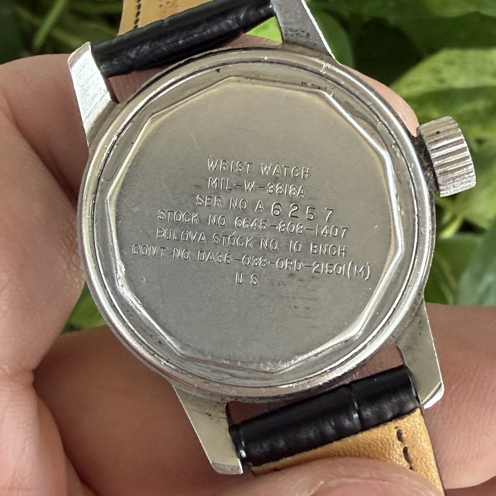 Vintage BULOVA Navigator MIL-W-3818A US Military Issued Manual Wristwatch RUNS!
