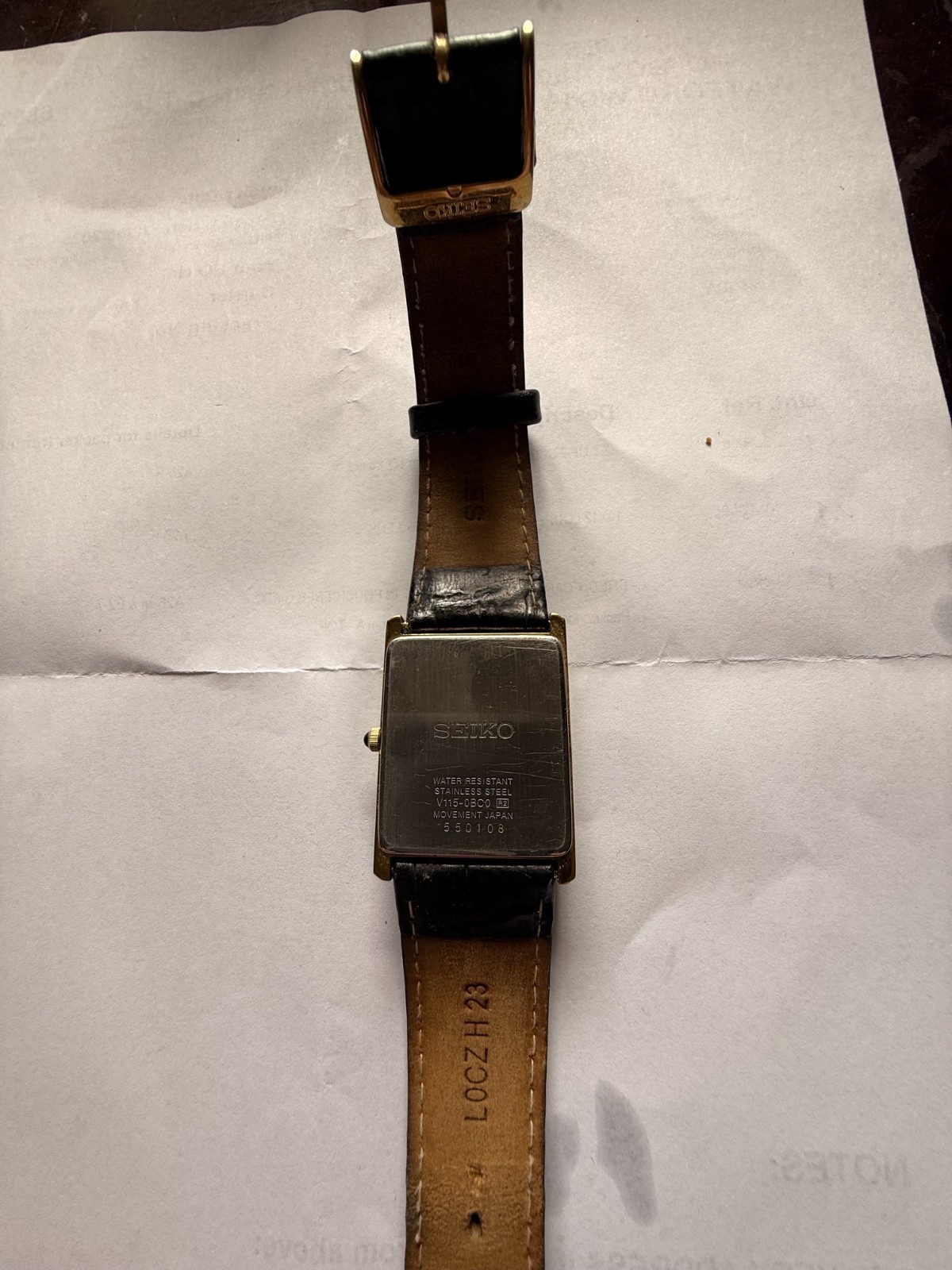 Seiko Solar V115-0BC0 Roman Square White Dial Gold Bezel 28mm – NO RESERVE