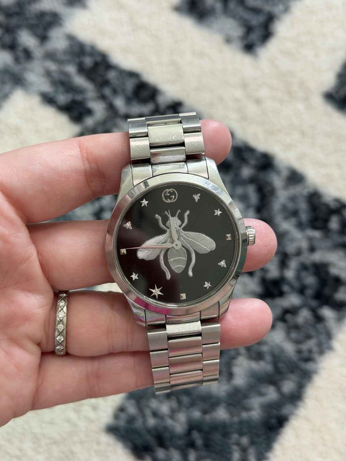 Gucci G-Timeless Bee Dial Swiss Quartz Watch Stainless Steel 38mm