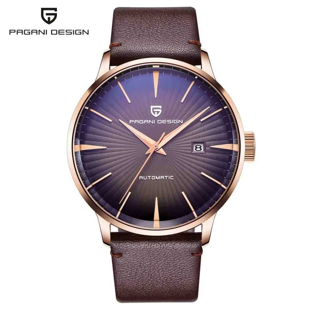 PAGANI DESIGN Men’s Automatic Mechanical Watch Gold Leather Waterproof