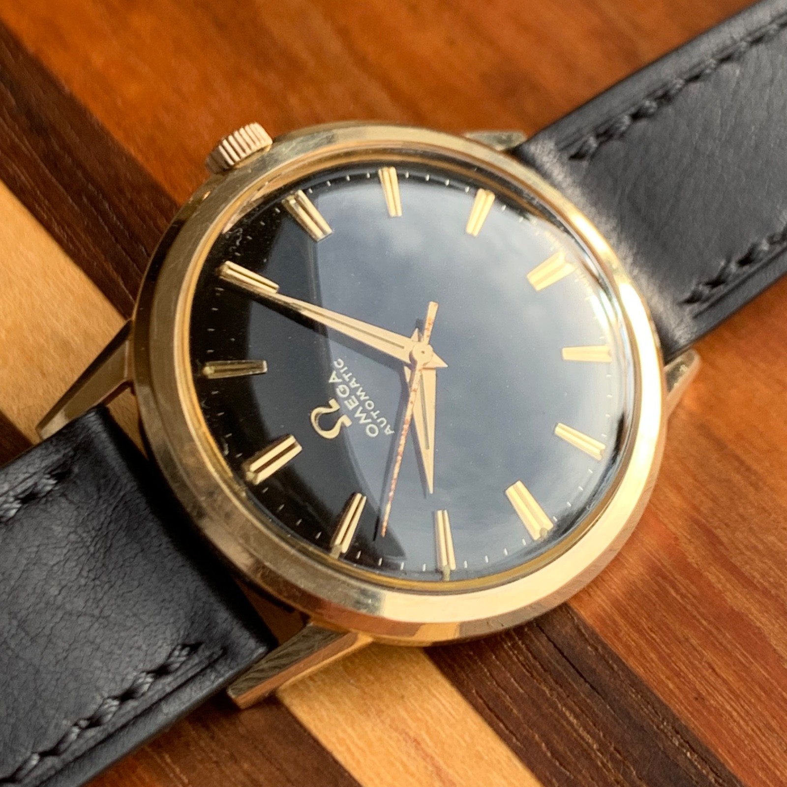 1966 Omega Original Black Dial Ref. LU6304 Automatic Cal. 550 Gold Filled Watch