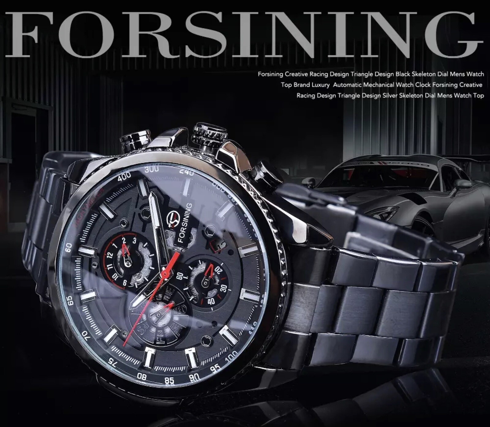 Big Self Winding Sport Watch. Day Month Date Waterproof Mens Watch Great Gift