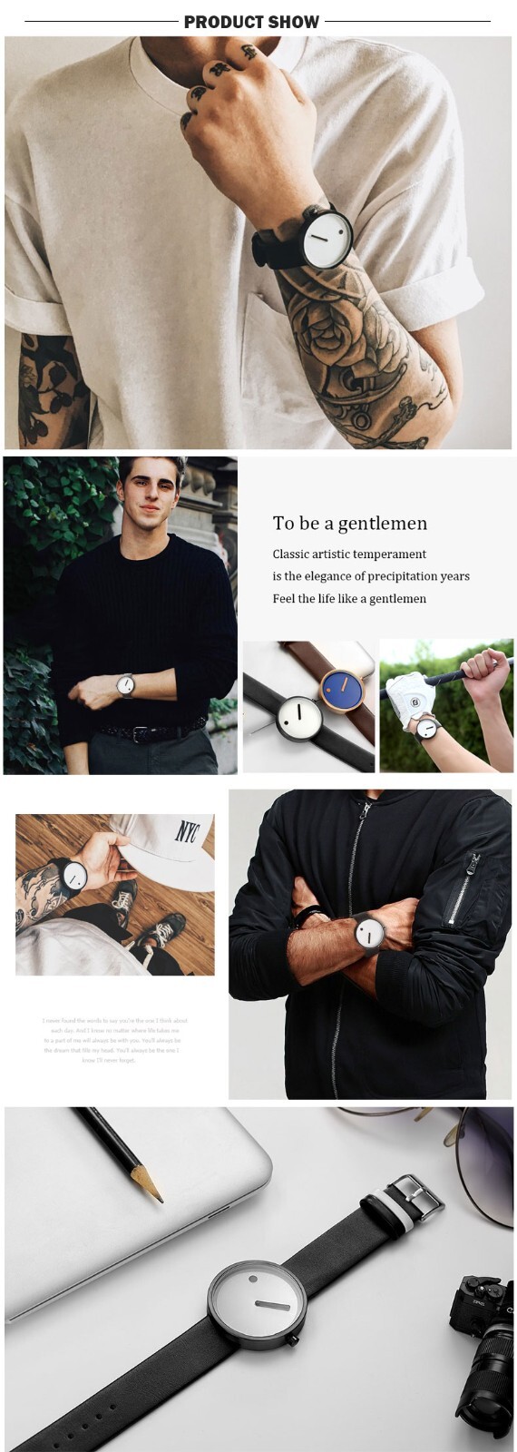 Geekthink Creative Minimalistic Quartz Unisex Adults Watch Luxury Leather 3ATM