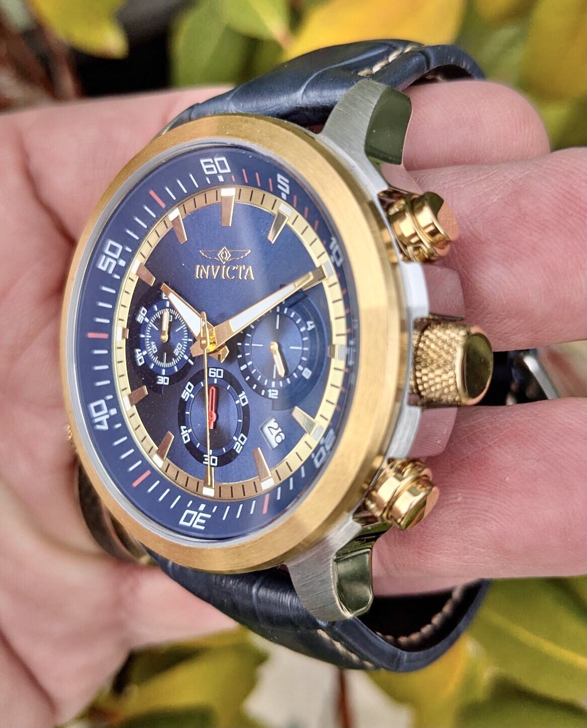 INVICTA SPECIALTY CHRONO-INNER ROTATING BEZEL+EXTRA LTHR STRAP & LINK TOOL OPTN