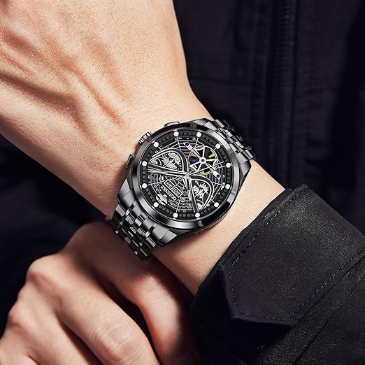Automatic Mechanical Watch Waterproof Skeleton Luxury Dial Men Men’s Strap