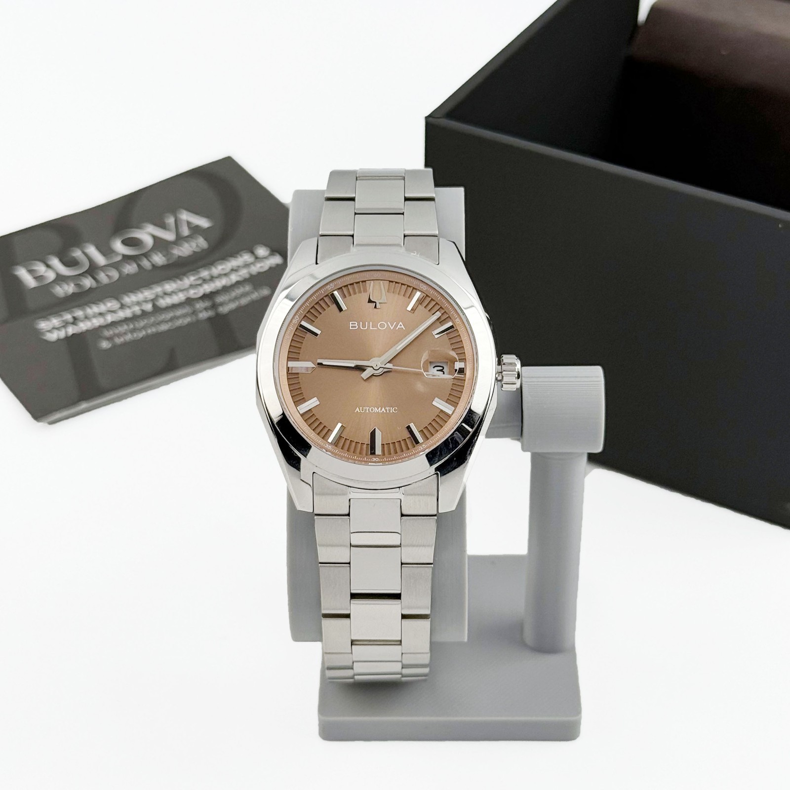 Bulova Classic 96B470 Surveyor Light Brown Dail Automatic Gents Watch with Date