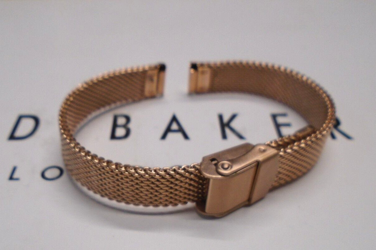 GENUINE TED BAKER ROSE GOLD STAINLESS STEEL MESH WATCH STRAP 17cm X 10mm WIDE