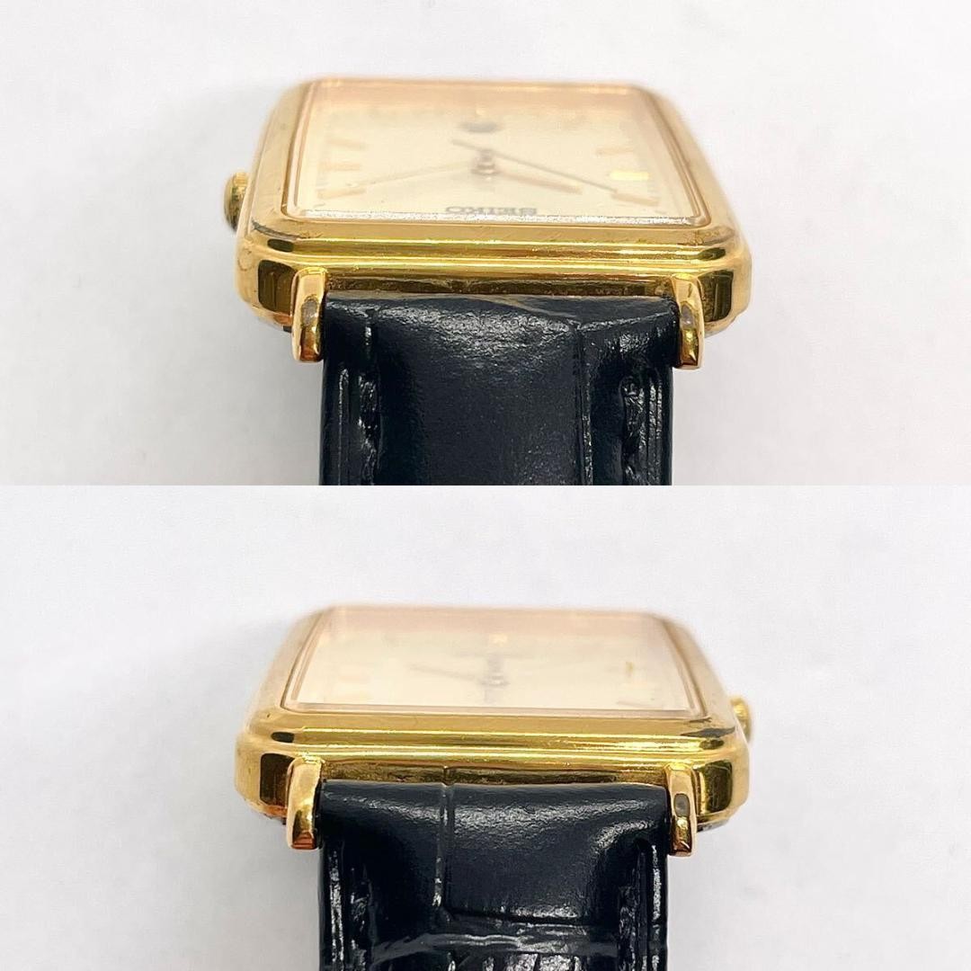 Seiko Gold Rectangle Ultra-Thin Dress Quartz Tank Watch Japan 071056