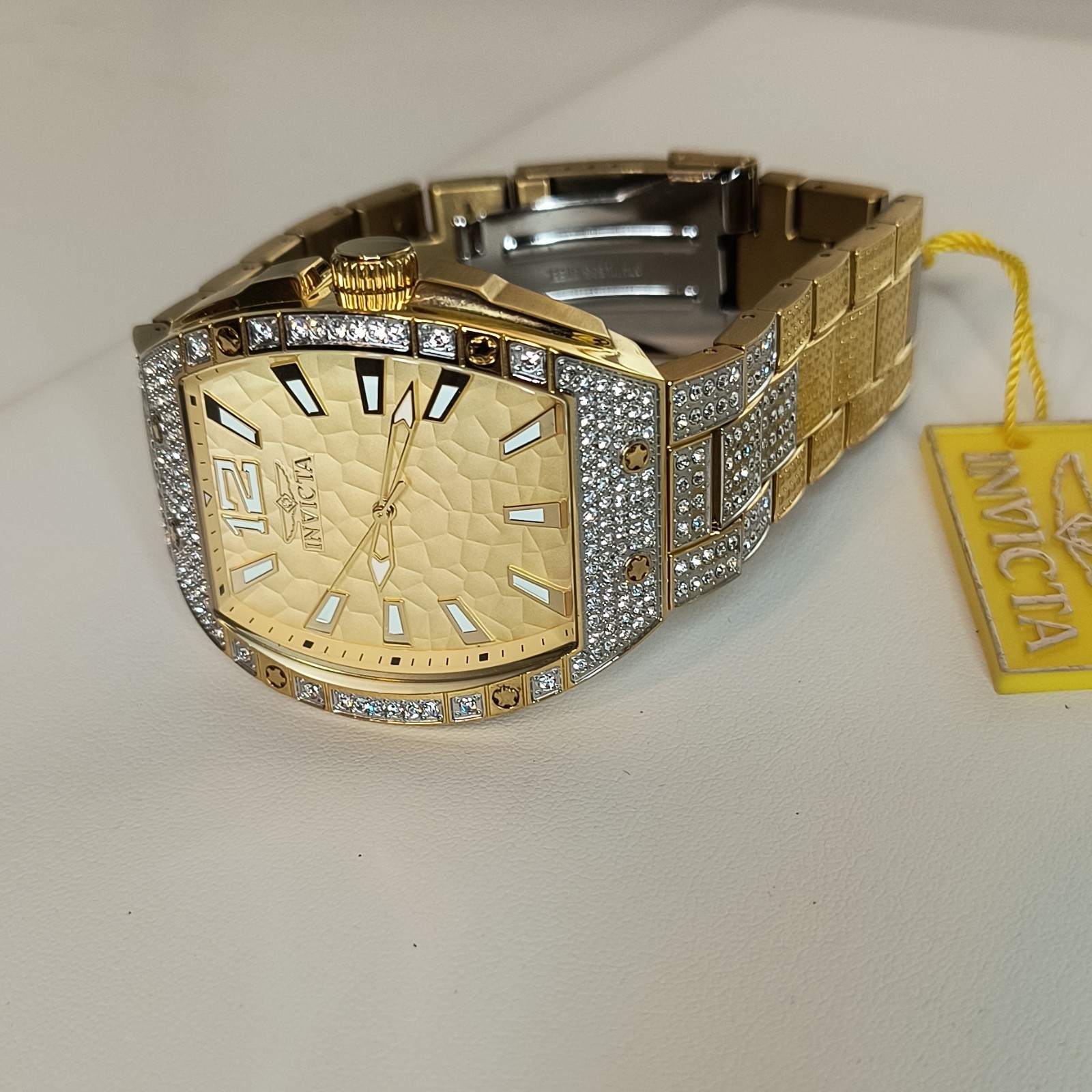 Invicta Celestial 50m Gold Dial 47mm SS Bracelet Watch w/ Box Model # AIC-50200