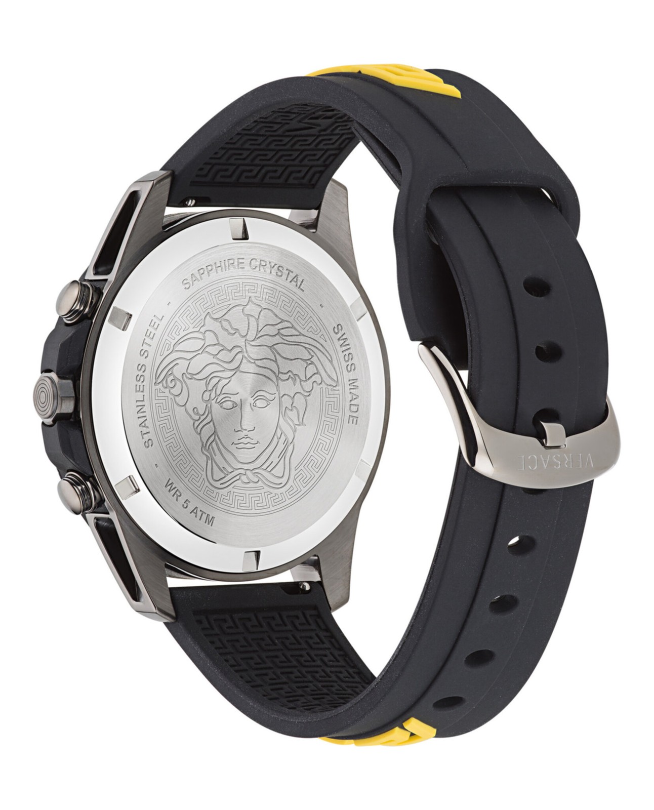 Versace Mens Greca Action Chrono IP Gunmetal 45mm Strap Fashion Watch