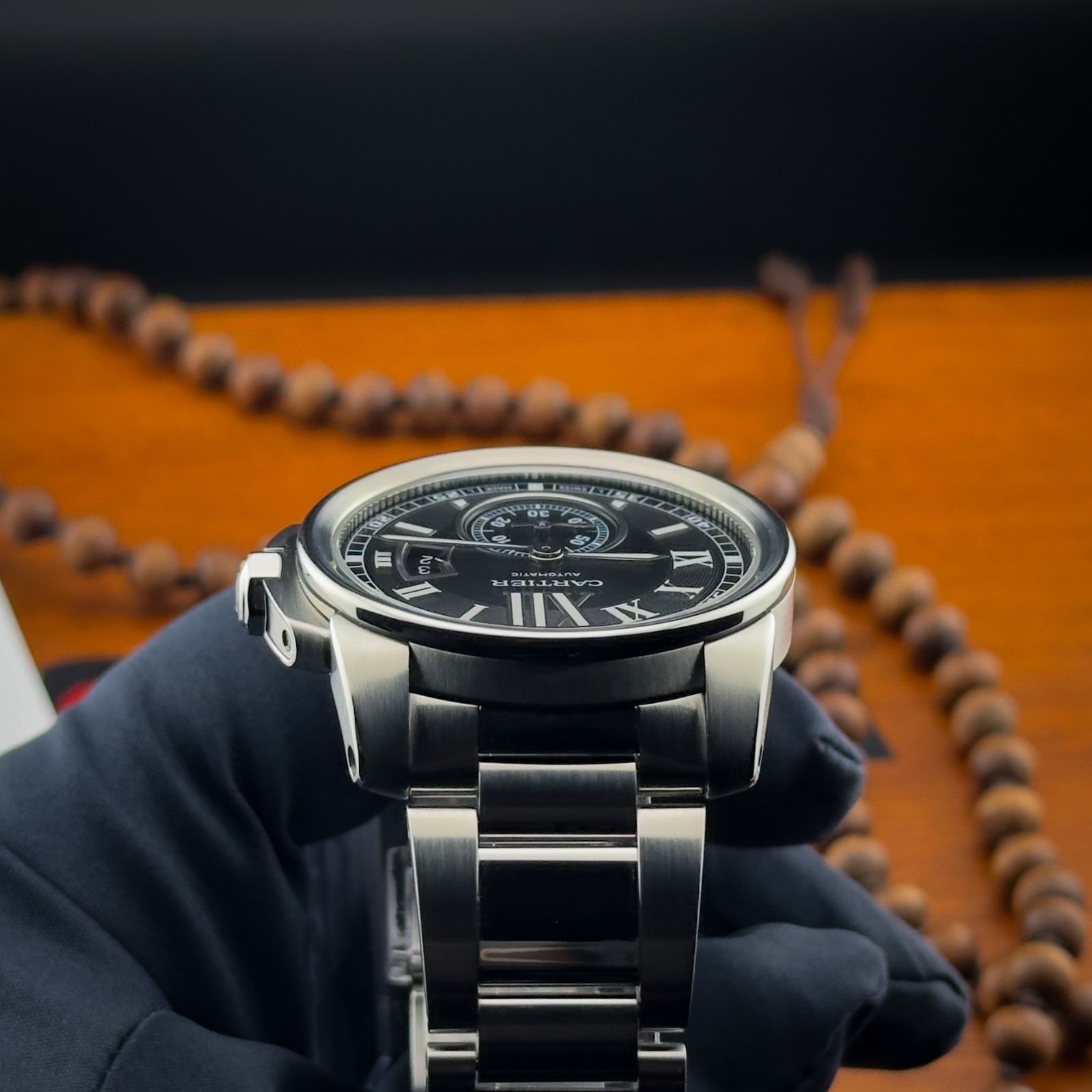 Cartier De Calibre 42mm Black Dial Steel on Bracelet 2017 W7100016 Full Set