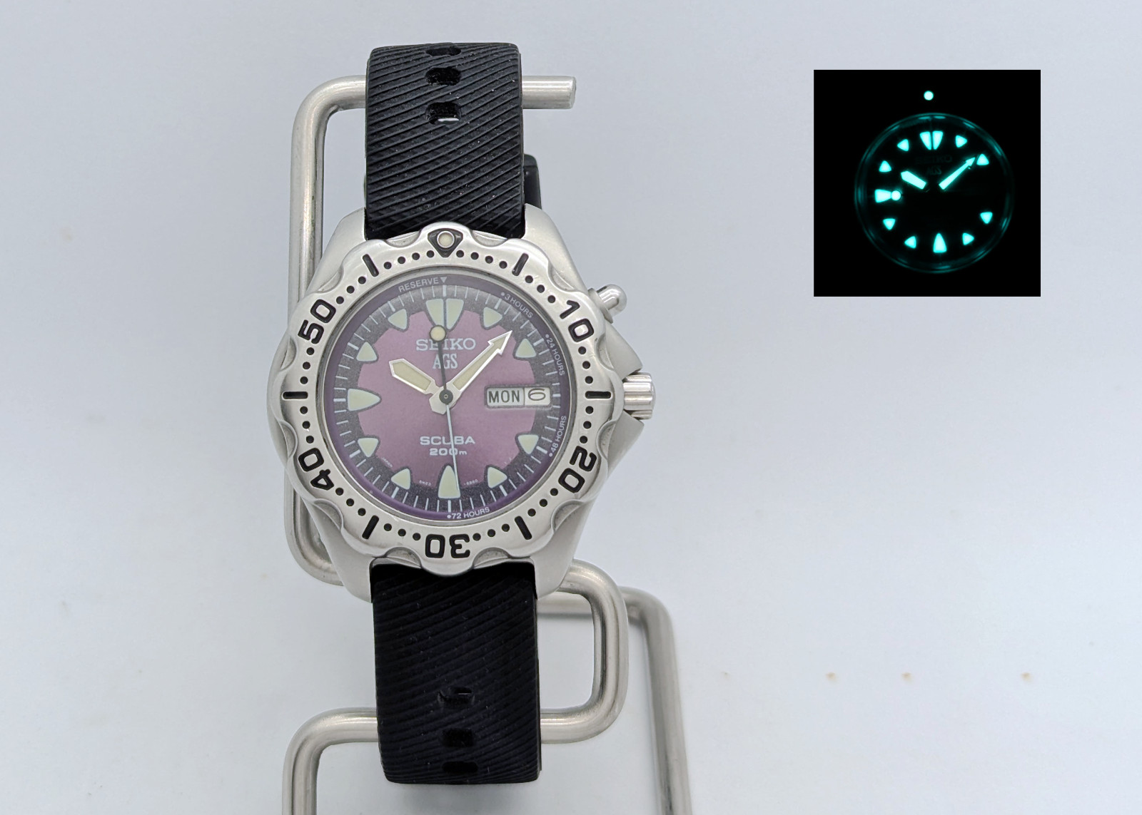Seiko AGS Kinetic SBBW019 5M23 Purple Scuba 200M JDM | New Capacitor/Excellent