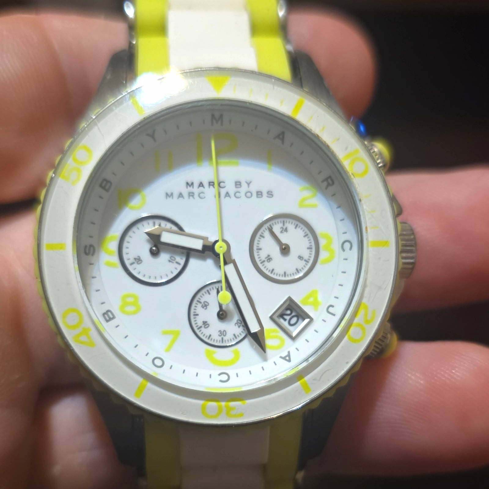 Marc by Marc Jacobs Women’s Quartz Chronograph Date White Dial Yellow/White