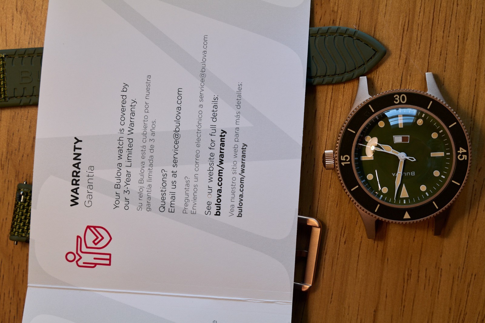 Bulova 98A324 MIL-SHIPS Bronze Auto 150th Anniversary Green Dial Sapphire 200MWR